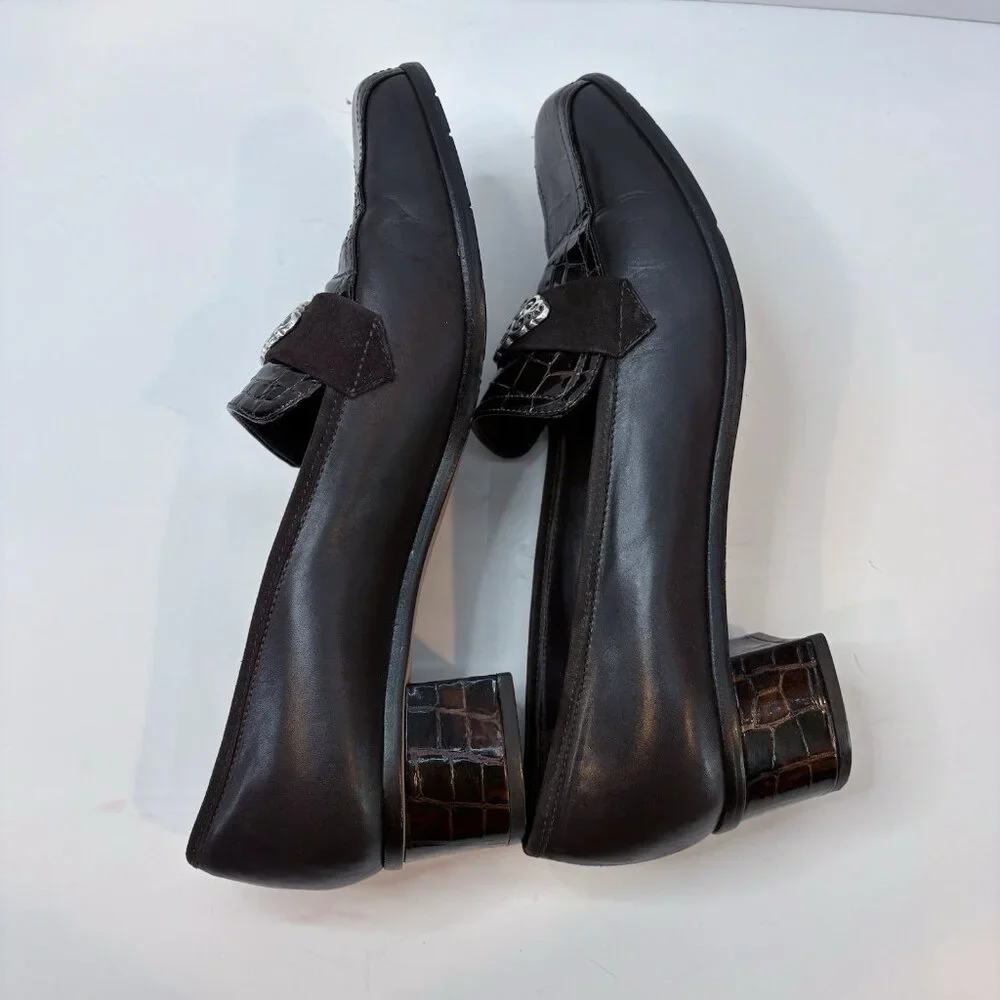 Brighton Artist Brown & Croc Laofers w/Silver Design and Low Heel 9N Retro, 90’s - Picture 4 of 10
